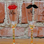 Pahare nunta "Lips & Mustache"