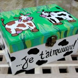 Cutie de lemn pictata "Cows"