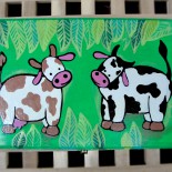 Cutie de lemn pictata "Cows"