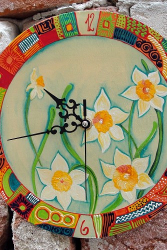 Ceas de perete "Decorated daffodils"